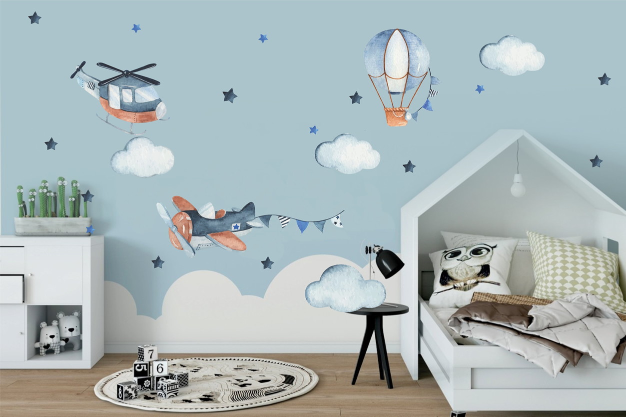 Painel de parede adesivo para quarto infantil Formas e cores